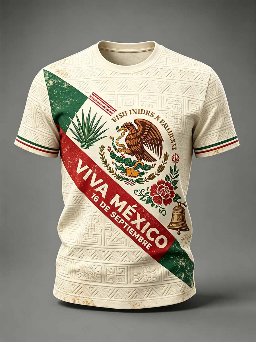Men's Mexican Independence Day Printed Casual T-Shirt