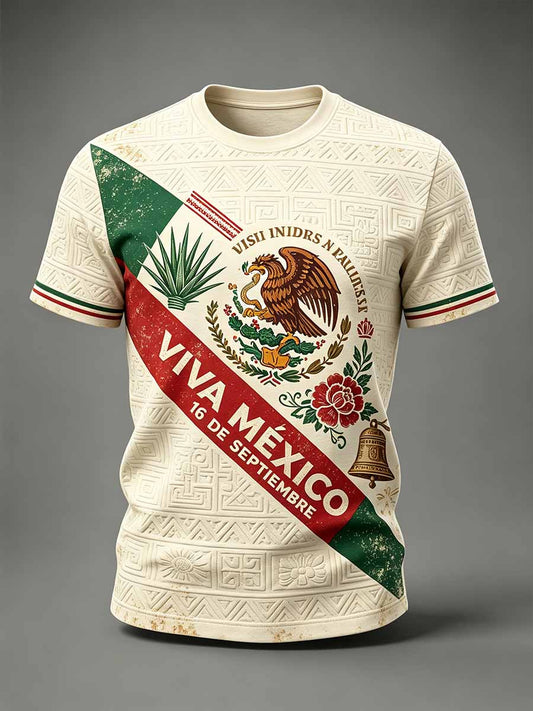 Men's Mexican Independence Day Printed Casual T-Shirt