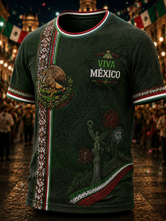 Men’s Mexican Independence Day Printed Casual Short-Sleeve T-Shirt