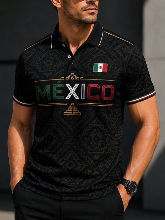 Men's Mexican Football Match Cheering Element Art Print Polo Shirt