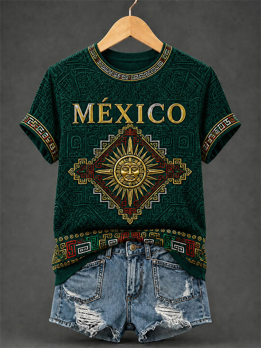Women's Mexican Pride Print Casual Tee