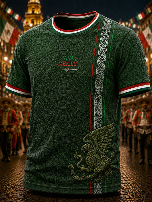 Men’s Mexican Independence Day Printed Casual Short-Sleeve T-Shirt