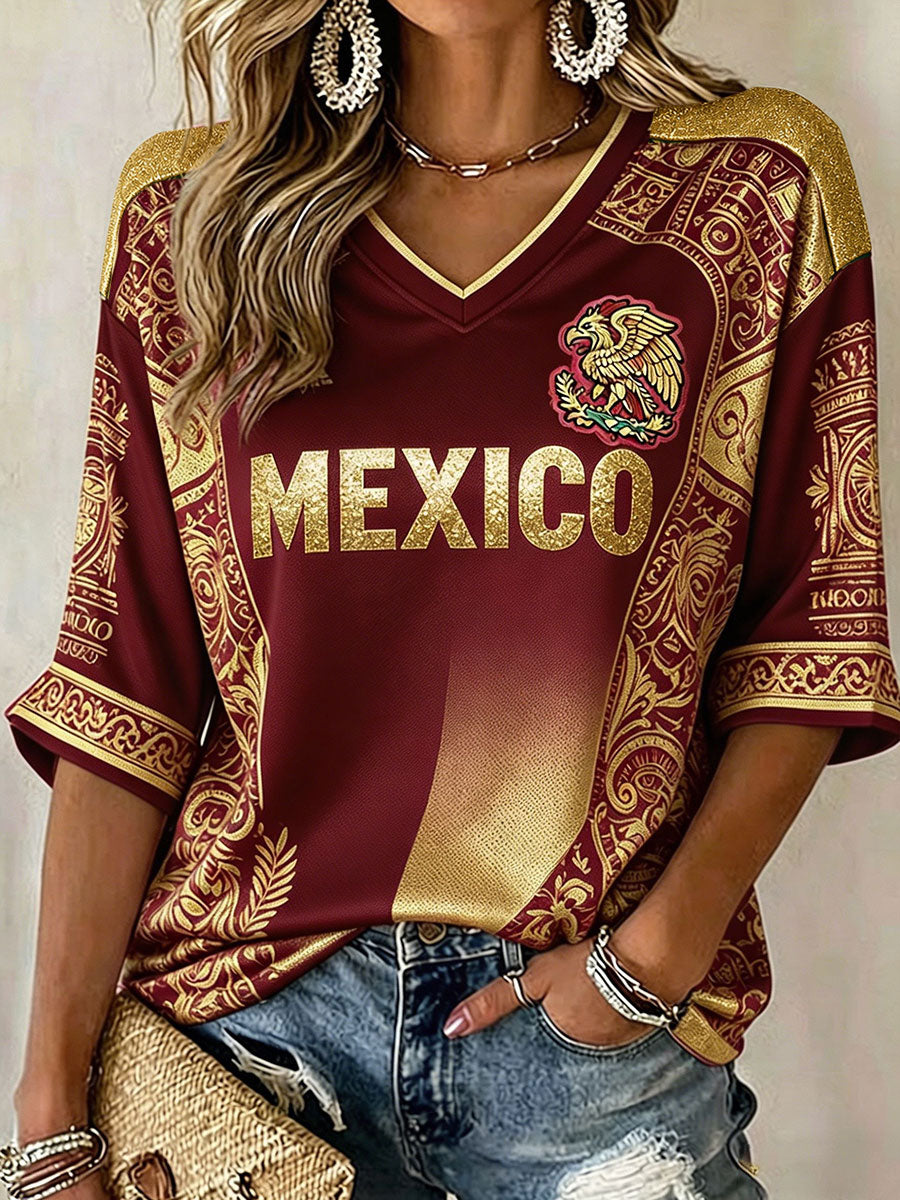 Women's Mexico Independence Day Art Printed T-shirt
