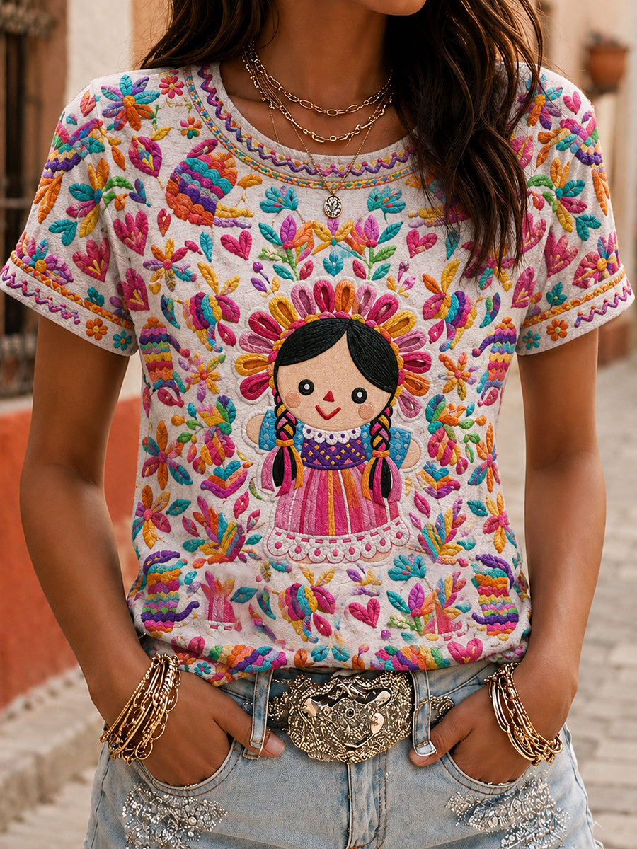 Women's Mexico Guelaguetza Art Printed T-shirt