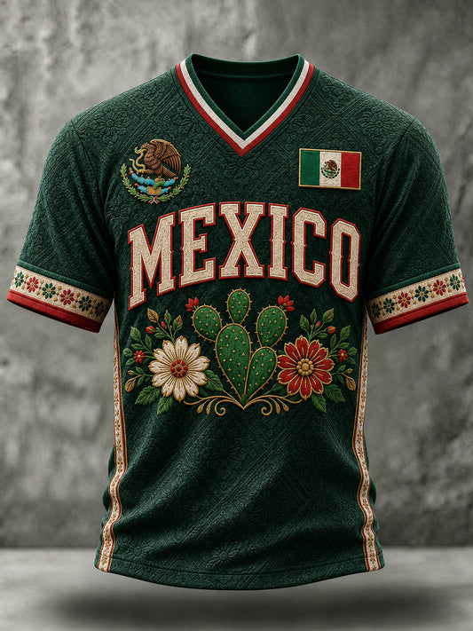 Men's Mexico Lover Art V-neck Short Sleeve T-shirt