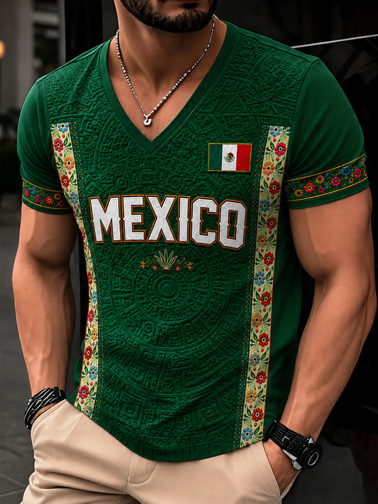 Men's Mexico Lover Art V-neck Short Sleeve T-shirt