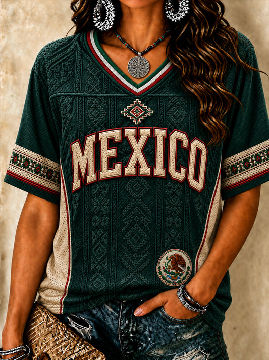 Women's Mexico Lover Art V-neck Short Sleeve T-shirt