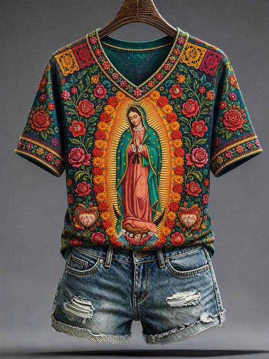 Women's Mexico Assumption of Mary Art Printed T-shirt