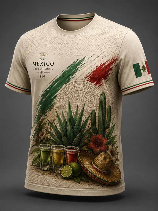 Men's Mexican Independence Day Printed Casual T-Shirt