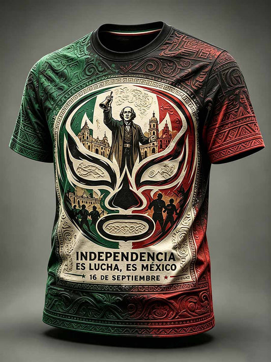 Men's Mexican Wrestling Art Print T-Shirt