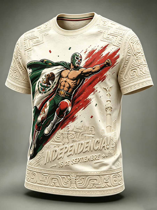 Men's Mexican Wrestling Art Print T-Shirt