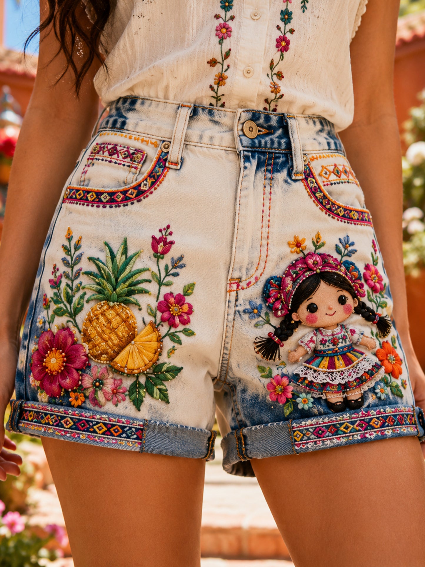 Women's Mexican Gala Gaelaga Festival Commemorative Art Print Shorts