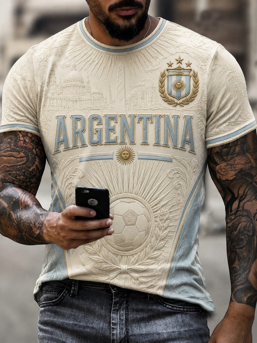Men's Argentina Football Printed T-shirt