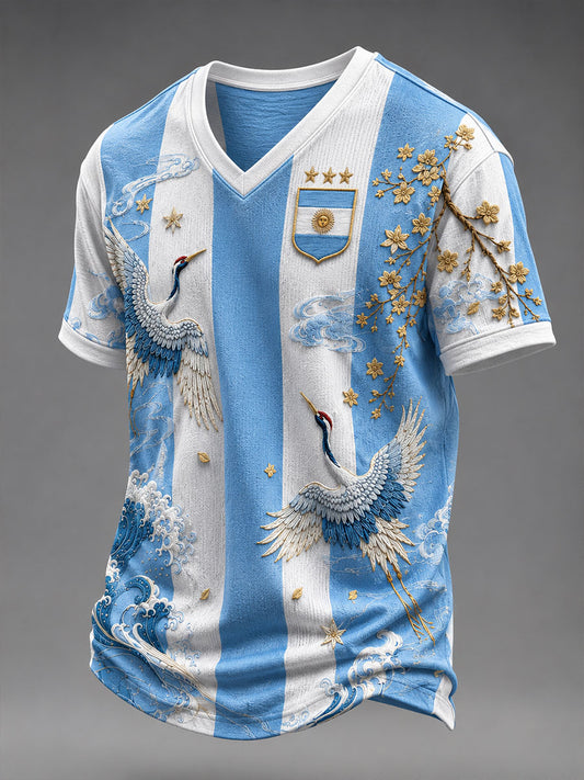 Men's Argentina Football V-neck T-shirt