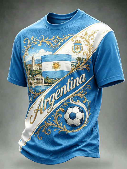 Men's Argentina Football Souvenir Graphic T-Shirt