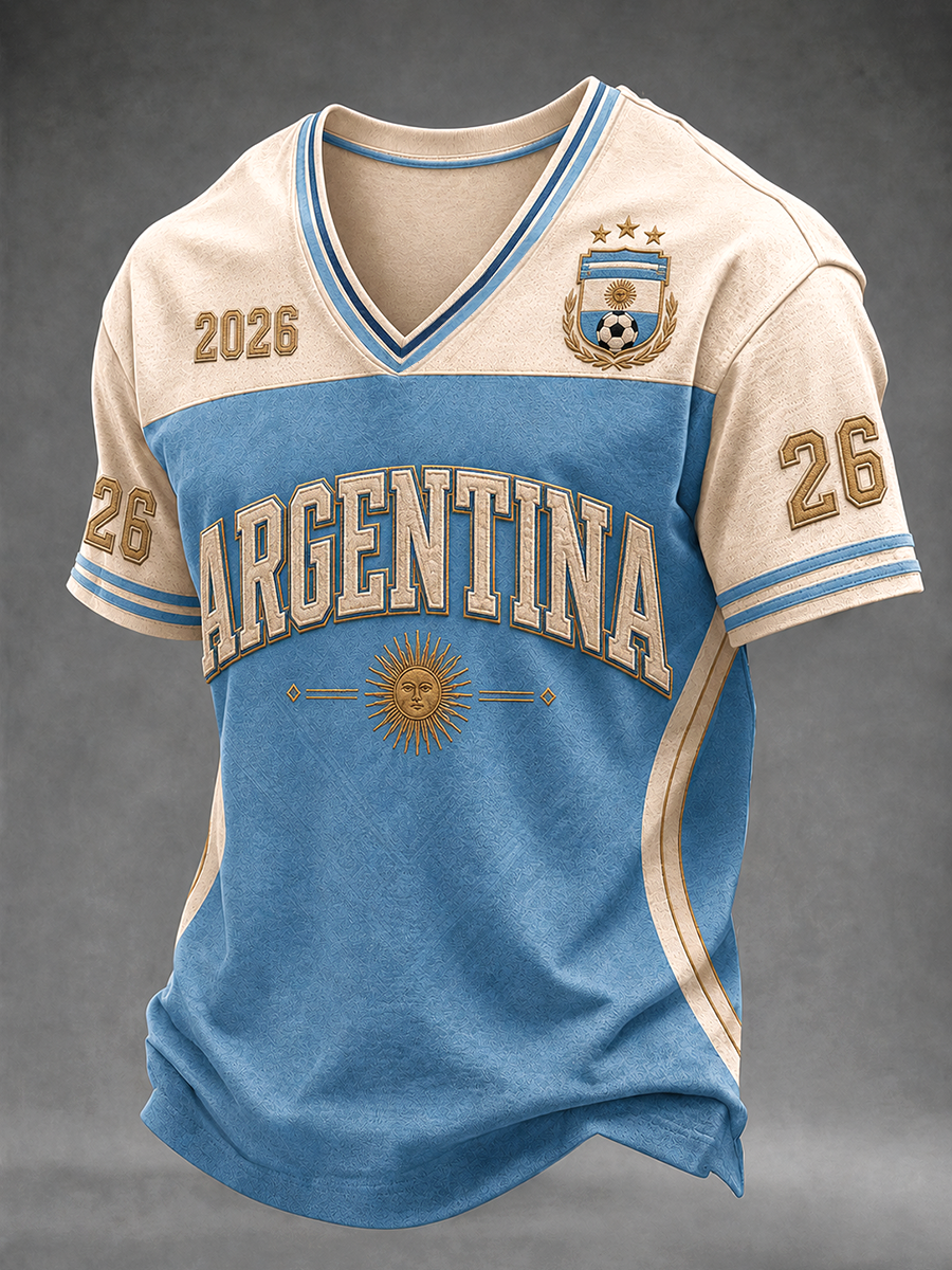 Men's Argentina Football Print Casual T-shirt