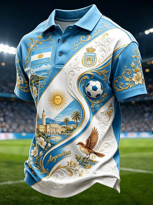 Men's Argentina Football Souvenir Graphic Polo Shirt