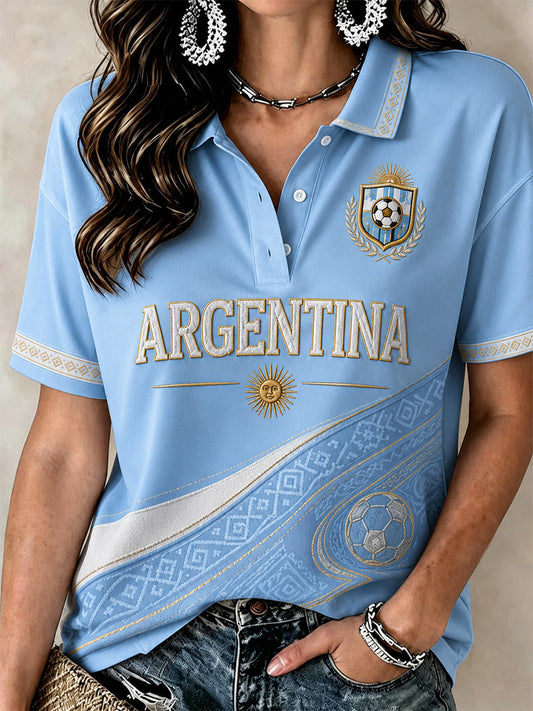 Women's Gift For Football Fans Print Casual Polo