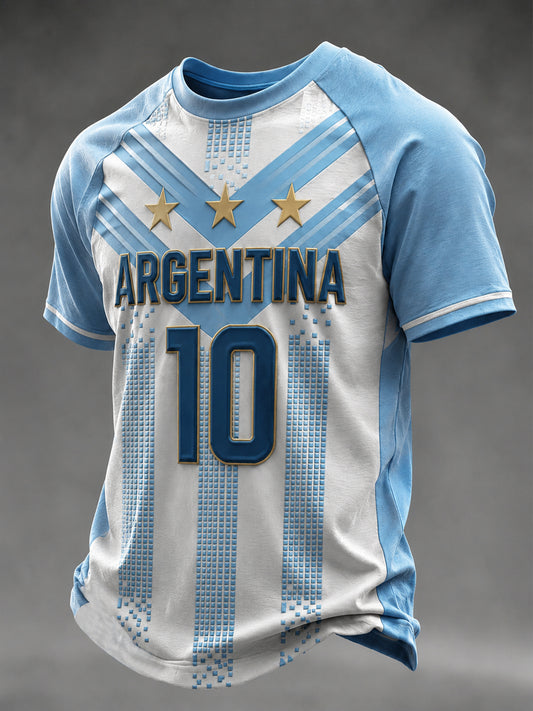 Men's Argentina Football Printed Casual short sleeves t-shirt