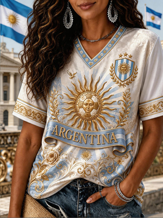 Women's Argentina Football Short-sleeved T-shirt