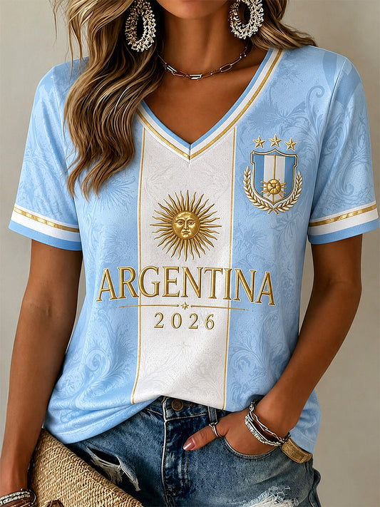 Women's Gift For Football Fans Print Casual V-Neck Tee
