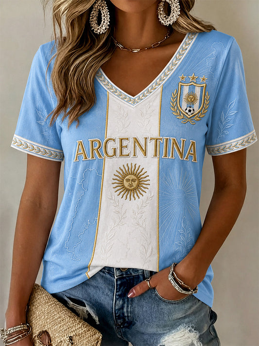 Women's Gift For Football Fans Print Casual V-Neck Tee