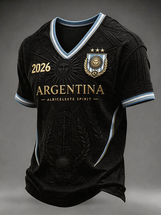 Men's Argentina Football V-neck T-shirt