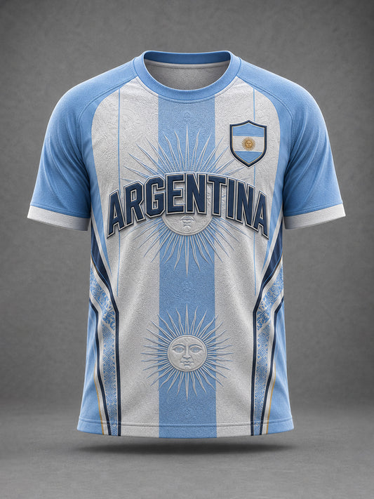 Men's Argentina Football Printed Casual short sleeves t-shirt