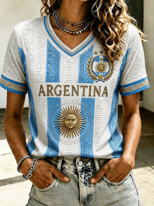 Women's  Argentina Footbal Short-sleeved T-shirt