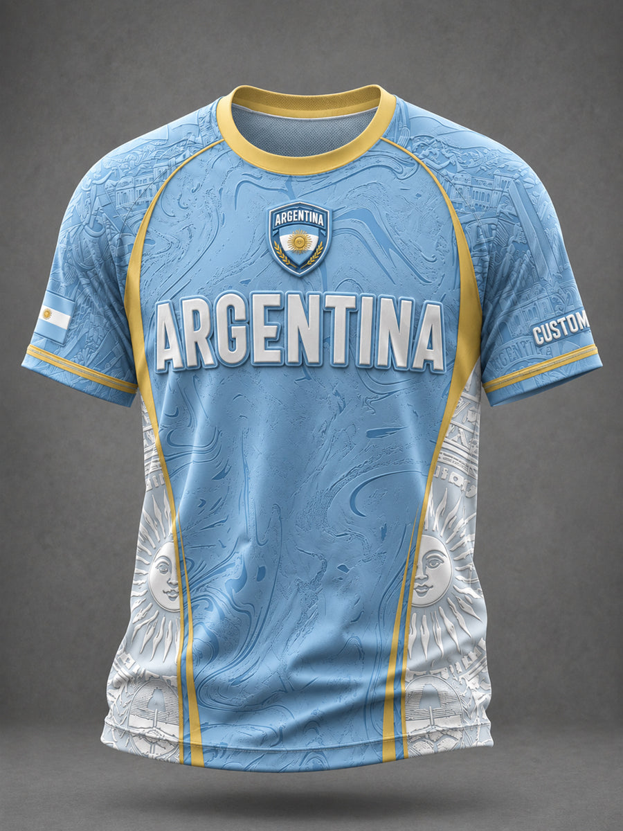 Men's Argentina Football Printed Casual short sleeves t-shirt