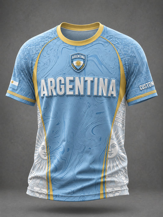 Men's Argentina Football Printed Casual short sleeves t-shirt