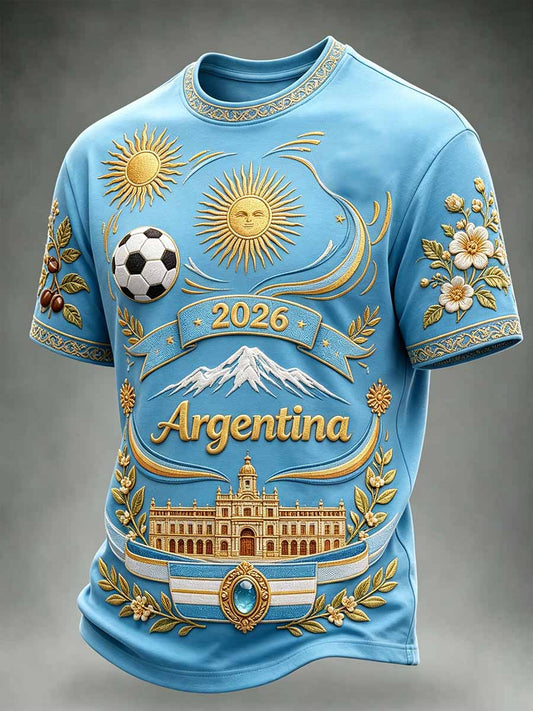 Men's Argentina Football Printed Souvenir T-Shirt