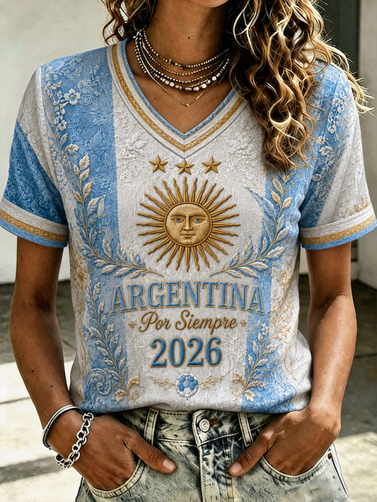 Women's Argentina Football Short-sleeved T-shirt