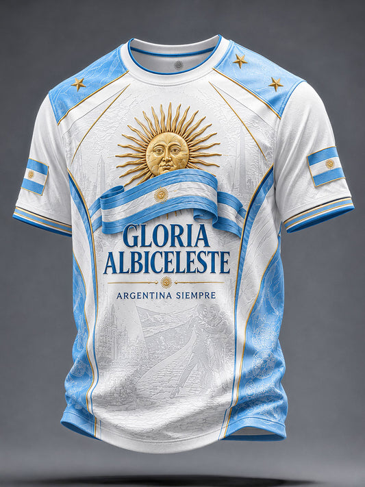Men's Vamos Argentina Football Lover Art Printed T-shirt