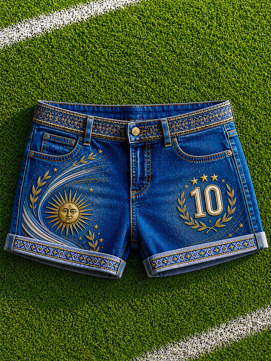Women's 2026 Argentina Football Print Casual Shorts