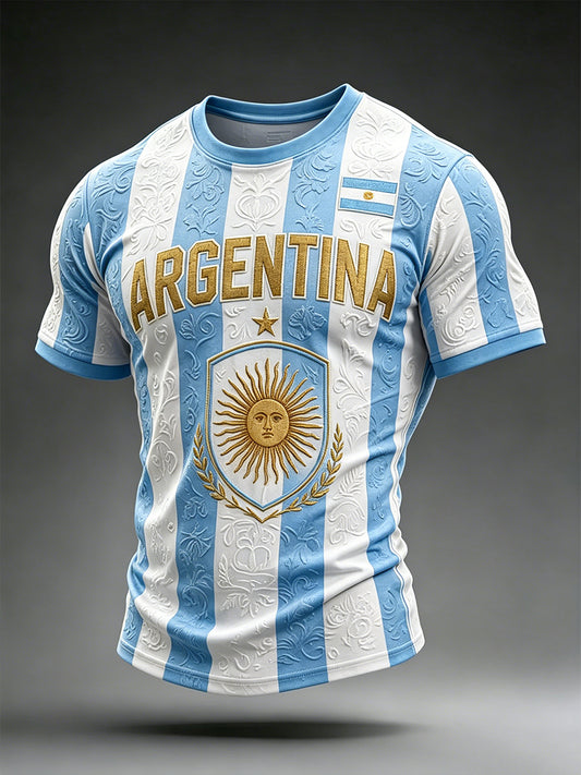 Men's Argentina Football Inspired Print Casual Short Sleeves T-shirt