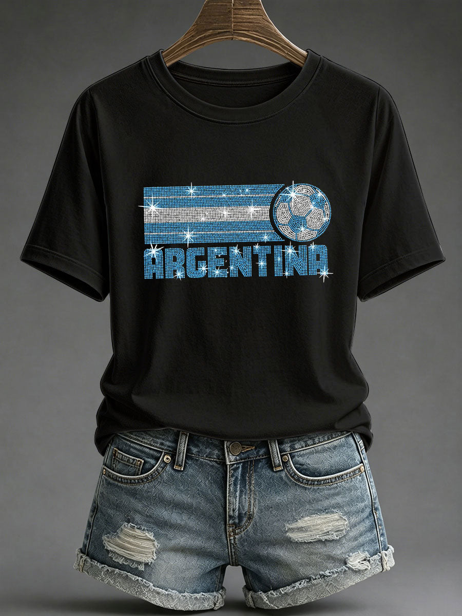 Women's Argentina Football Print Casual T-shirt