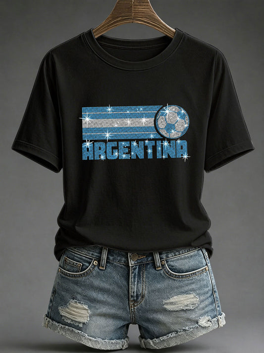 Women's Argentina Football Print Casual T-shirt