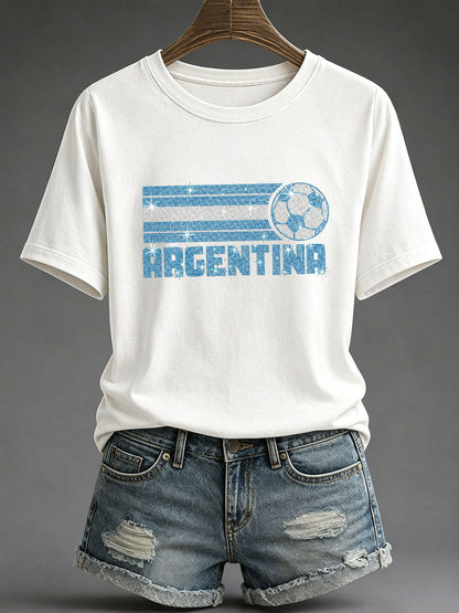 Women's Argentina Football Print Casual T-shirt