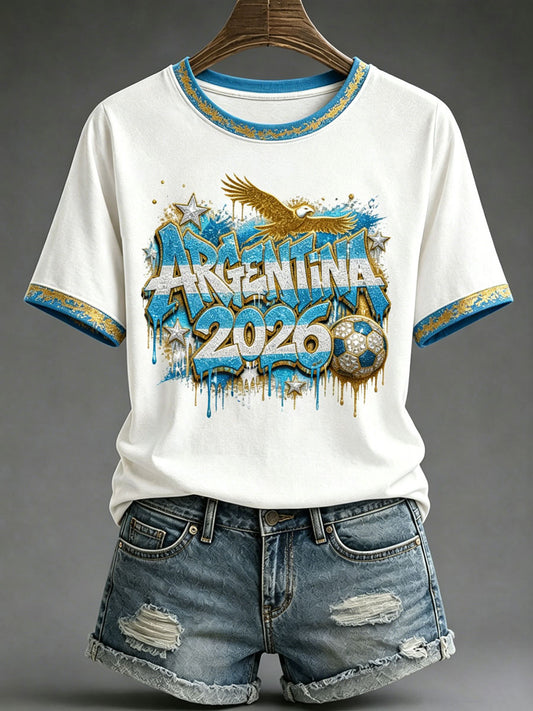 Women's Argentina Football Print Casual T-shirt