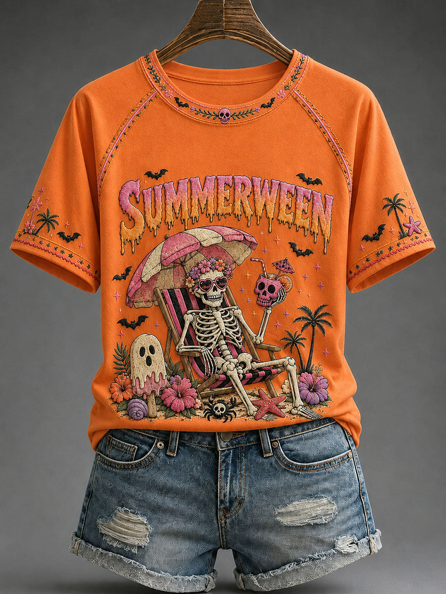Women's Summerween Print Casual T-Shirt