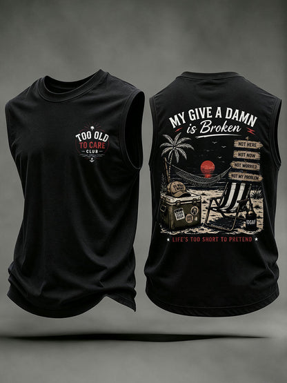 Men's "my give a damn is broken" vests