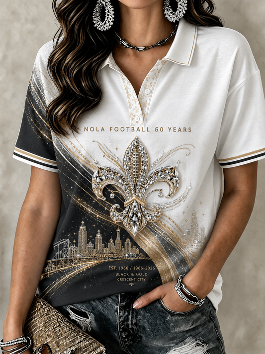 Women's The 60th Anniversary Of The New Orleans Saints Team Polo T-Shirt
