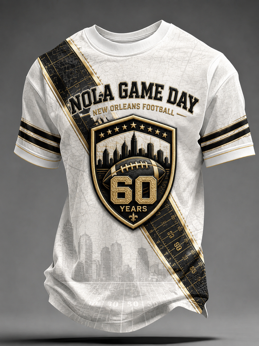 Men's The 60th Anniversary Of The New Orleans Saints Team Short Sleeves T-Shirt