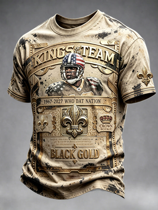 Men’s New Orleans Saints Retro Print Casual T-shirt