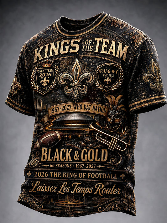 Men’s Vintage New Orleans Saints Football Print Casual T-shirt