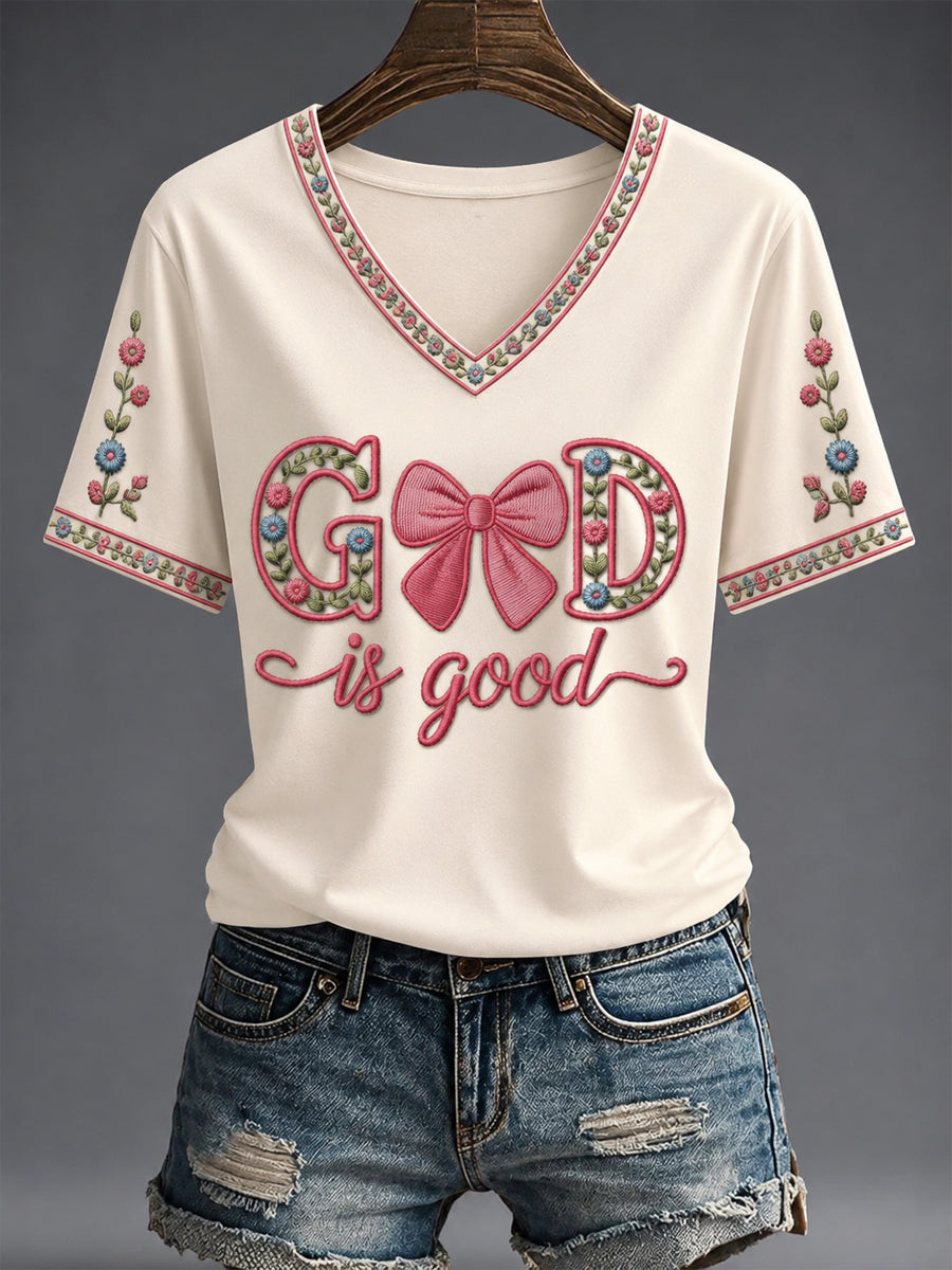 Women's Faith Printed V-neck T-shirt