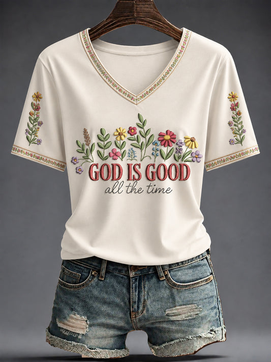 Women's Faith Printed V-neck T-shirt