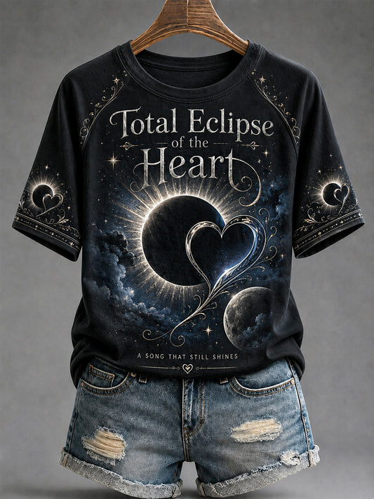 Women's Total Eclipse Of The Heart Print Casual Tee