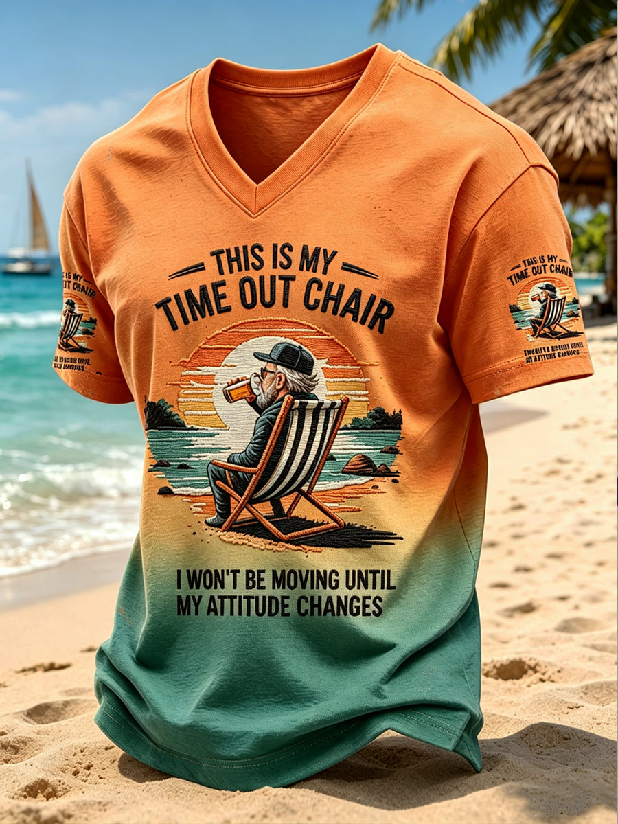 Men's Vacation Retirement Printed Vintage Fashion Loose Short Sleeve T-Shirt